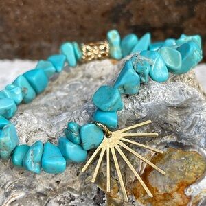 Desert Oasis Collection Handmade Sunburst & Wagnerite Charm Bracelet